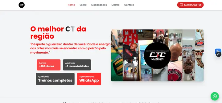 Captura de tela do site CTC Muzenza