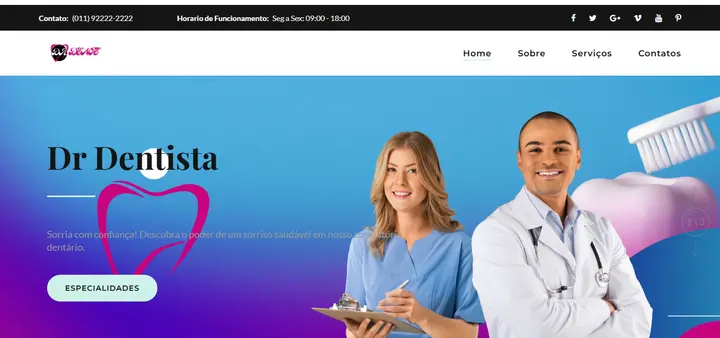 Captura de tela do site Dr. Dentista