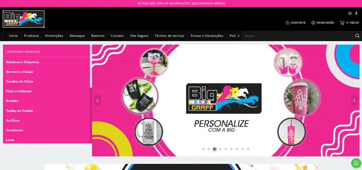 Captura de tela do site Grafica Big Graff
