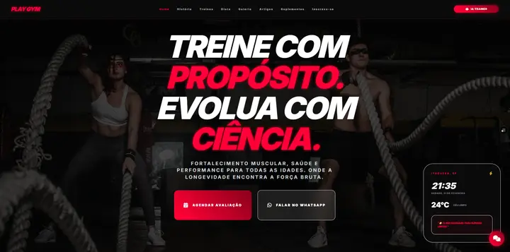 Captura de tela do site PlayGym Academia New