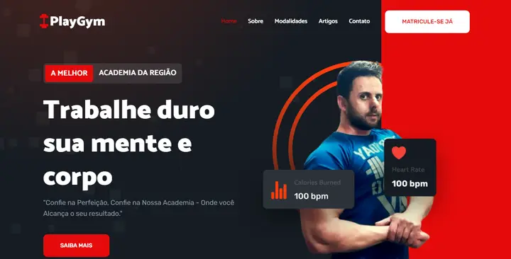 Captura de tela do site PlayGym Academia