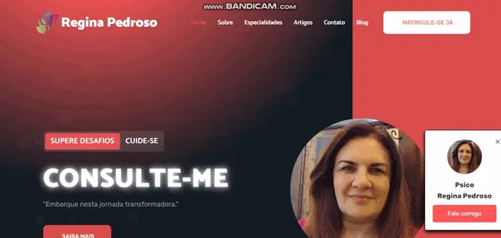Captura de tela do site Psicóloga Regina