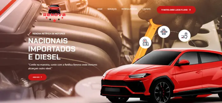 Captura de tela do site Retífica Renova