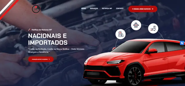 Captura de tela do site Retífica WP
