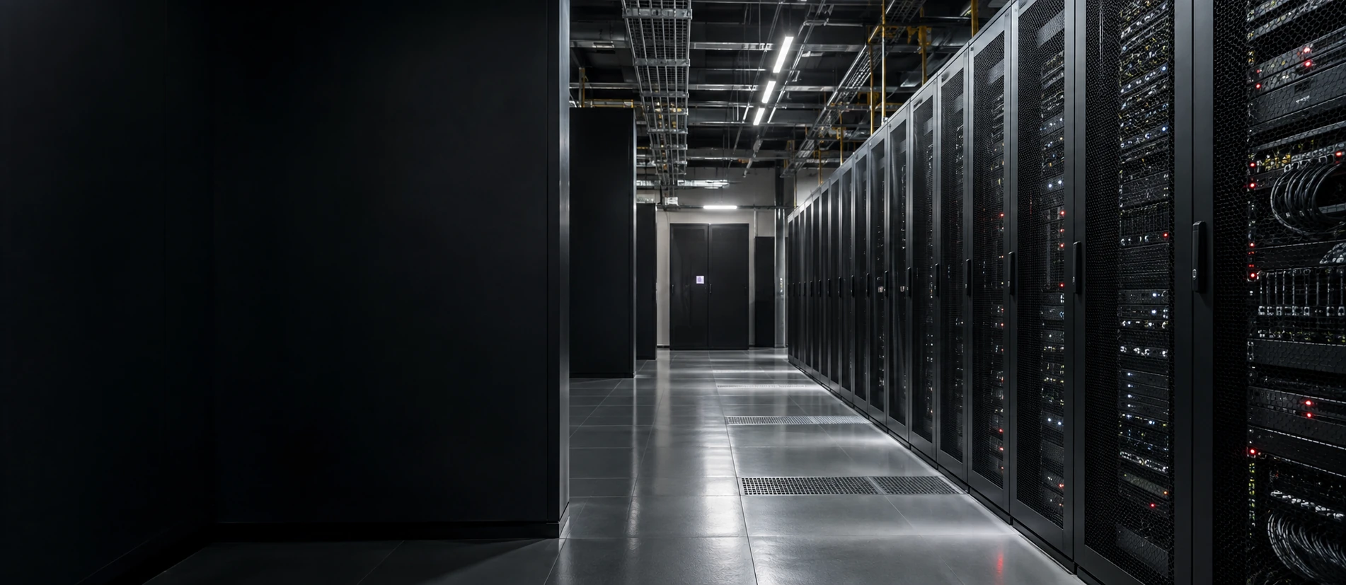 Corredor de data center com servidores
